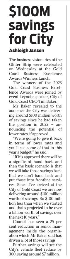 🏙 🏖  🎤 🎤  Great to listen to Tim Baker, CEO of City of Gold Coast, talk about his vision and savings for the City in 2024, as well as our own Adam Twemlow and Richard Holt, at our 2024 Winners Lunch. 👏 👏