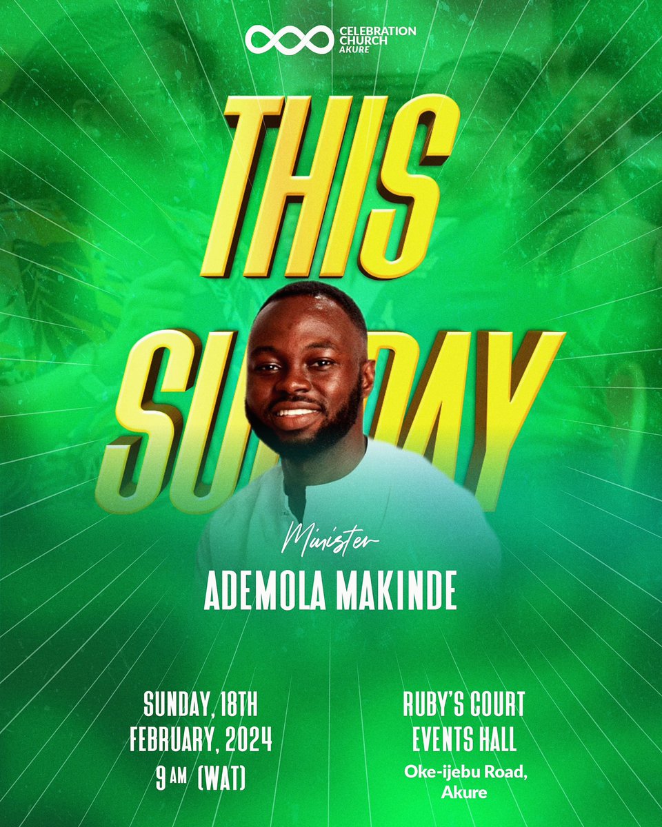 cci_akure's tweet image. Ademola Makinde will be ministering live🤭
Join us this Sunday as we have an amazing service with our guest-Minister Ademola Makinde. 
This is not a service to attend alone, so invite someone tomorrow💃🏽

#Lovecode
#Occupy
#CCIAkure
#CCIGlobal