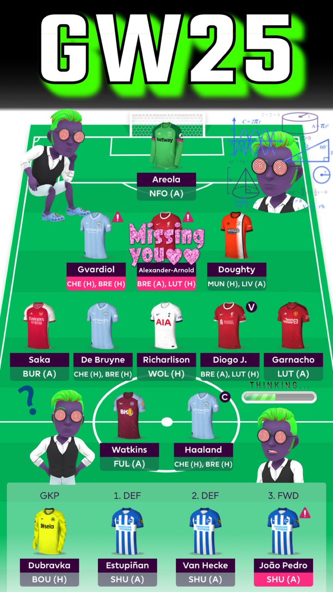 Actually baffled how to repair this team..? 😵‍💫

Thinking playing it safe take Gvardiol out for Gabriel 🧐

Also wouldn’t mind taking a cheeky risky play, if Salah is confirmed starting today. Would take TAA out for Rege or Bradley and Jota up to Salah! 😏

Any Feedback Please! 🙏