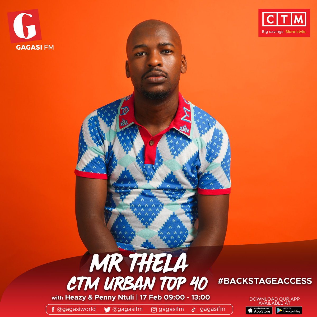 Coming up on the #BackStageAccess we are Hangin out with Simphiwe aka @_mrthela on the Gagasi FM @ctmafrica Urban Top 40. 🔥🚀