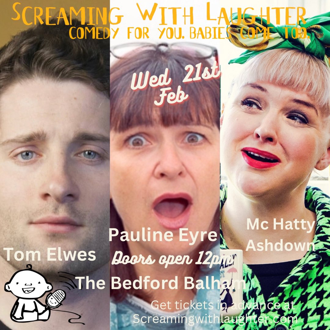 Screaming With Laughter (@screamwithlaugh) on Twitter photo Thus Wed 21st Feb we are back <a href="/TheBedfordPub/">The Bedford, Balham</a> with great laughs for new parents & baby comes too ! Line up is the brill <a href="/TomElwes/">TomElwes</a> <a href="/yespaulineeyre/">Pauline Eyre (she/her) BODY, on tour 2024-5</a> Mc <a href="/HattyAshdown/">Hatty Ashdown</a> grab tickets wegottickets.com/event/605609 RT <a href="/balhamnewsie/">Balham Newsie</a> <a href="/Balham_Life/">Balham Life</a> Thus Wed 21st Feb we are back <a href="/TheBedfordPub/">The Bedford, Balham</a> with great laughs for new parents & baby comes too ! Line up is the brill <a href="/TomElwes/">TomElwes</a> <a href="/yespaulineeyre/">Pauline Eyre (she/her) BODY, on tour 2024-5</a> Mc <a href="/HattyAshdown/">Hatty Ashdown</a> grab tickets wegottickets.com/event/605609 RT <a href="/balhamnewsie/">Balham Newsie</a> <a href="/Balham_Life/">Balham Life</a>