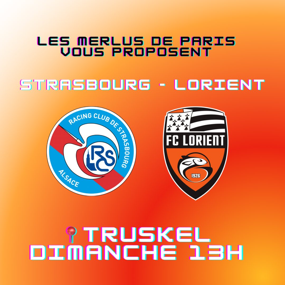 📈 Dynamique en cours pour le <a href="/FCLorient/">FC LORIENT 🐟</a>. Après une victoire à Metz et les 3 points à la maison, les Merlus vont-ils continuer sur cette bonne passe ?
⚠️ Réponse au <a href="/truskelclub/">Truskel Microclub</a> dès 13h pour les <a href="/MerlusDeParis/">Les Merlus de Paris</a> #RCSAFCL