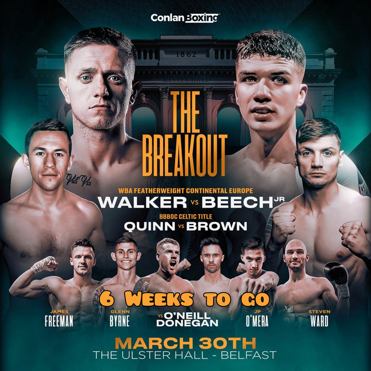 Boxing Tickets NI (@boxingticketsni) on Twitter photo 6 Weeks to go
@ConlanBoxing present "The Breakout" from the Ulsterhall in Belfast
<a href="/KurtWalker7/">Kurt Walker</a> headlines the card as he fights for his first title as a pro
Quinn v Brown & O'Neill v Donegan are tasty fights on the undercard
<a href="/Stevenward_/">Steven Ward</a> makes a welcome return to the ring 6 Weeks to go
@ConlanBoxing present "The Breakout" from the Ulsterhall in Belfast
<a href="/KurtWalker7/">Kurt Walker</a> headlines the card as he fights for his first title as a pro
Quinn v Brown & O'Neill v Donegan are tasty fights on the undercard
<a href="/Stevenward_/">Steven Ward</a> makes a welcome return to the ring