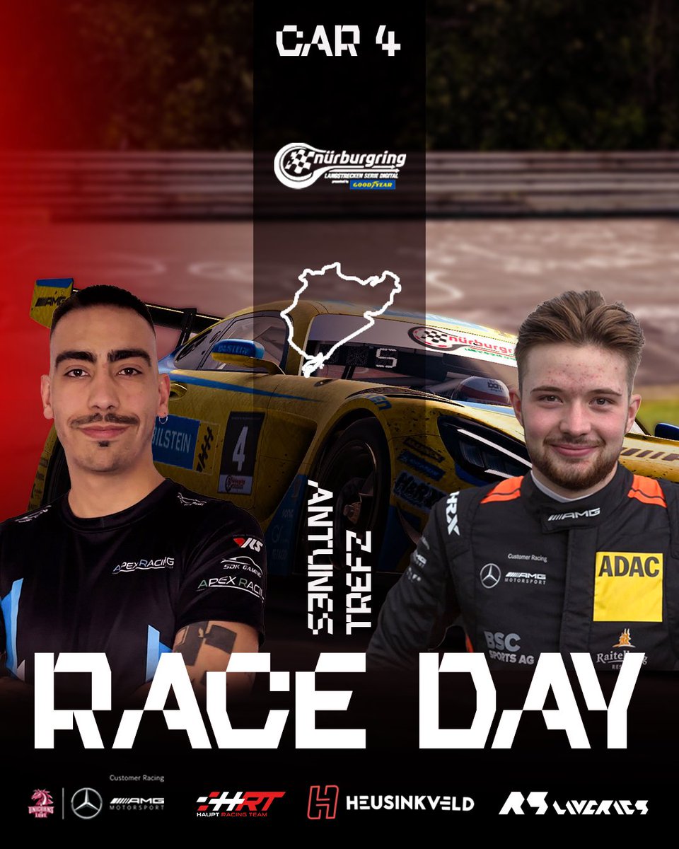 🇩🇪 Round 4 is on the menu for today! @vln_de 3 action-packed hours await the @hauptracingteam by UOL car #4 with @Luci_Trefz and @Jimmy_Antunes. 🟡 #AMGEsports💚 #DNLS #HRT