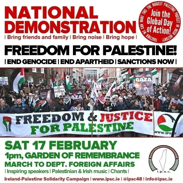 🇵🇸 We are getting messages &amp; pics from all over the country of people en route to Dublin for our National Demonstration for Palestine! Let's see as many of you as possible in a huge show of solidarity at the Garden of Remembrance, 1pm The streets are with Palestine! #GazaGenocide