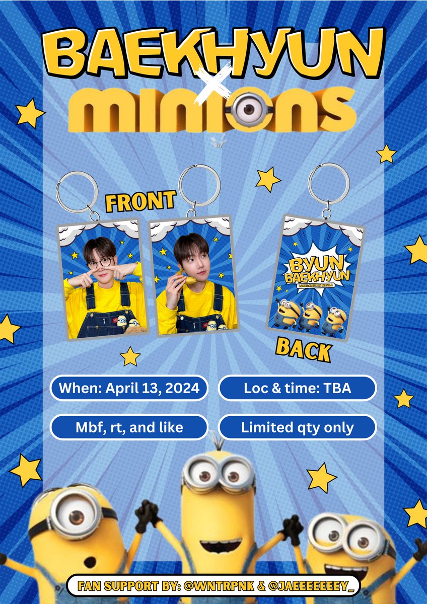 💌 LONSDALEITE IN MANILA
⤷ fan support by <a href="/wntrpnk/">roze</a> &amp; <a href="/jaeeeeeeey_/">𝙰𝚛𝚒𝚊 ♡ (아라아)</a>

BAEKHYUN × MINIONS 💛

Hello! We will be giving away KEYCHAIN on d-day! see you 💙

🗓️ April 13, 2024

 #LONSDALEITEinMNL  #LONSDALEITEinMANILA #LONSDALEITE