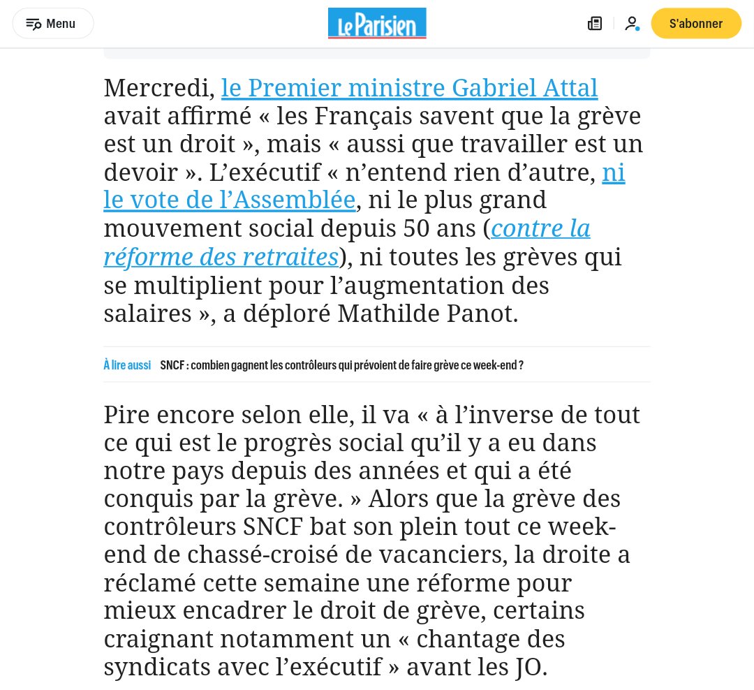 .
werden die Olympischen Spiele #Paris2024 in einer Welle der Streiks untergehen?
#LFI (links) ruft dazu auf

Egal ob Gelbwesten, Anti Renten Reform, #Macron sitzt alles aus,
die frühere Premierministerin umging 22x das Parlament
& #Attal spricht von der Pflicht zu arbeiten