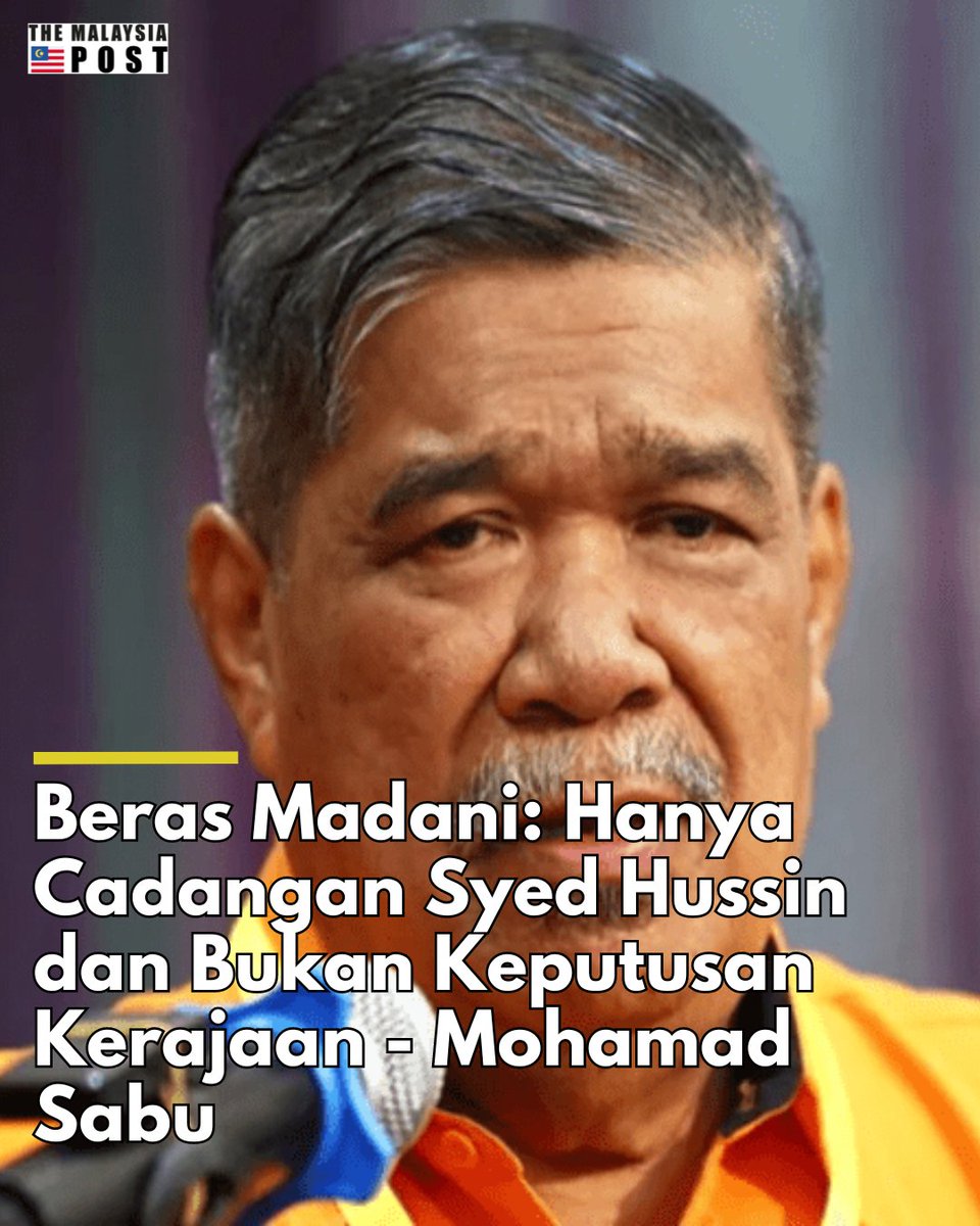 Menteri Pertanian dan Keselamatan Makanan, Mohamad Sabu, menegaskan kerajaan belum membuat sebarang keputusan rasmi mengenai pengenalan Beras Madani.

Baca lagi | themalaysiapost.com/beras-madani-h…

#Berasmadani #MalaysiaMadani #Mohamadsabu #NASIONAL