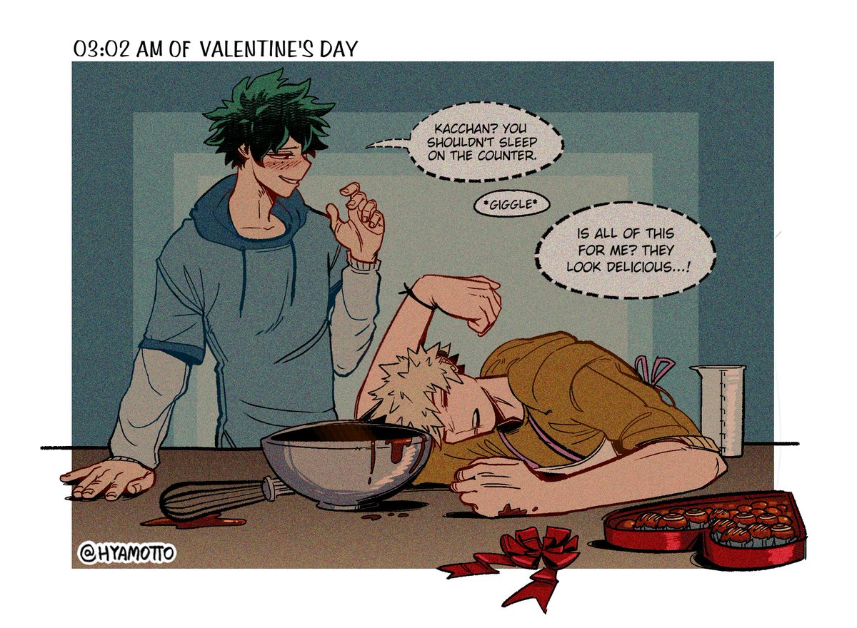 hyamotto's tweet photo. I'm late, but worth it hahahdsf. Bkdk exchanging lovely gifts! And I hope you all had a good Valentine's Day! ❤️🍫

#Bkdk #Vday #MHA https://t.co/DfTdZ20lJh