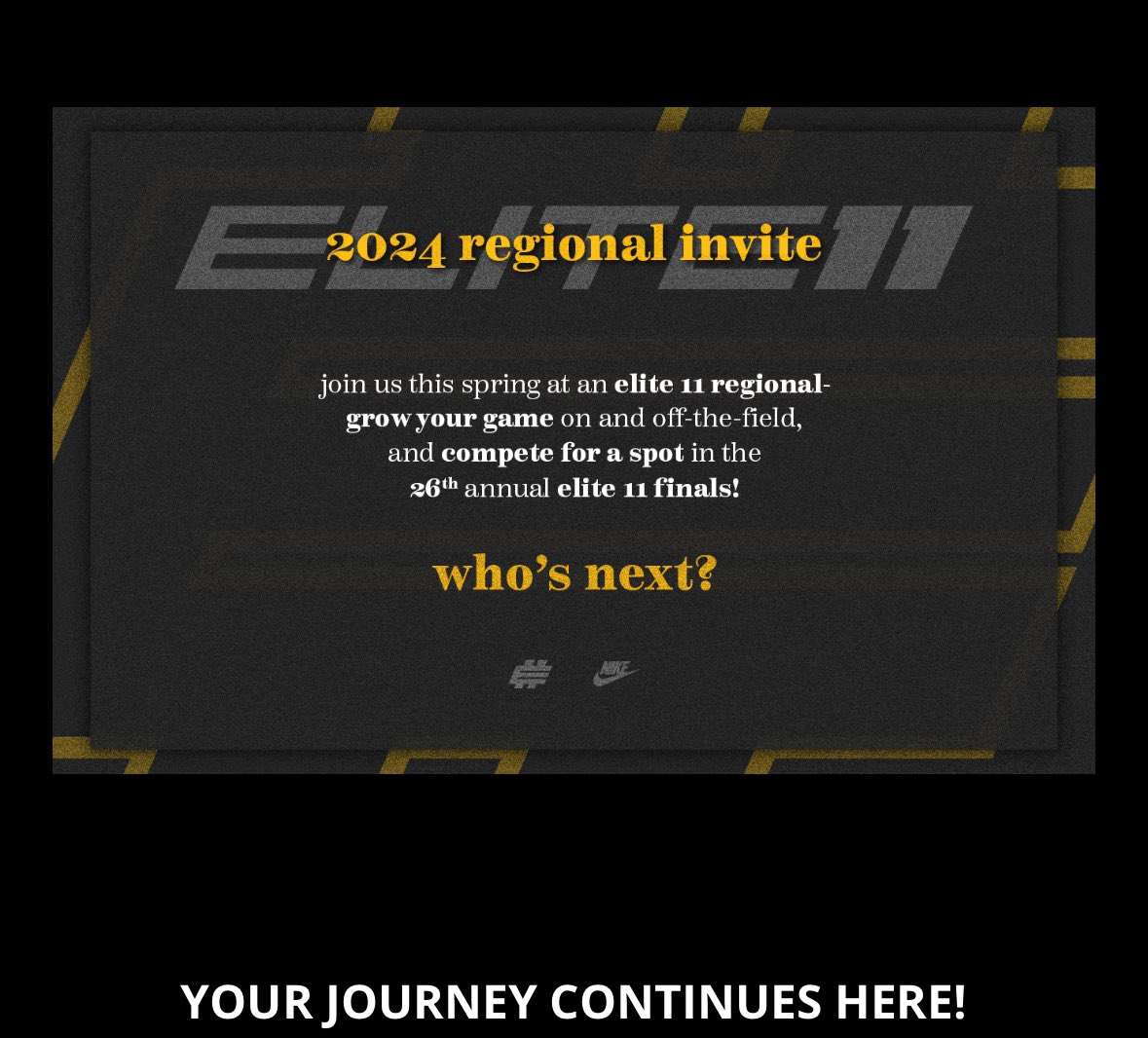 Blessed to receive an invite to the Elite 11 for the third year in a row!! 
<a href="/Stumpf_Brian/">Brian Stumpf</a> <a href="/CoachHoover/">Justin Hoover</a> 

@CdickC <a href="/FayBulldogsFB/">Fayetteville FBall</a>