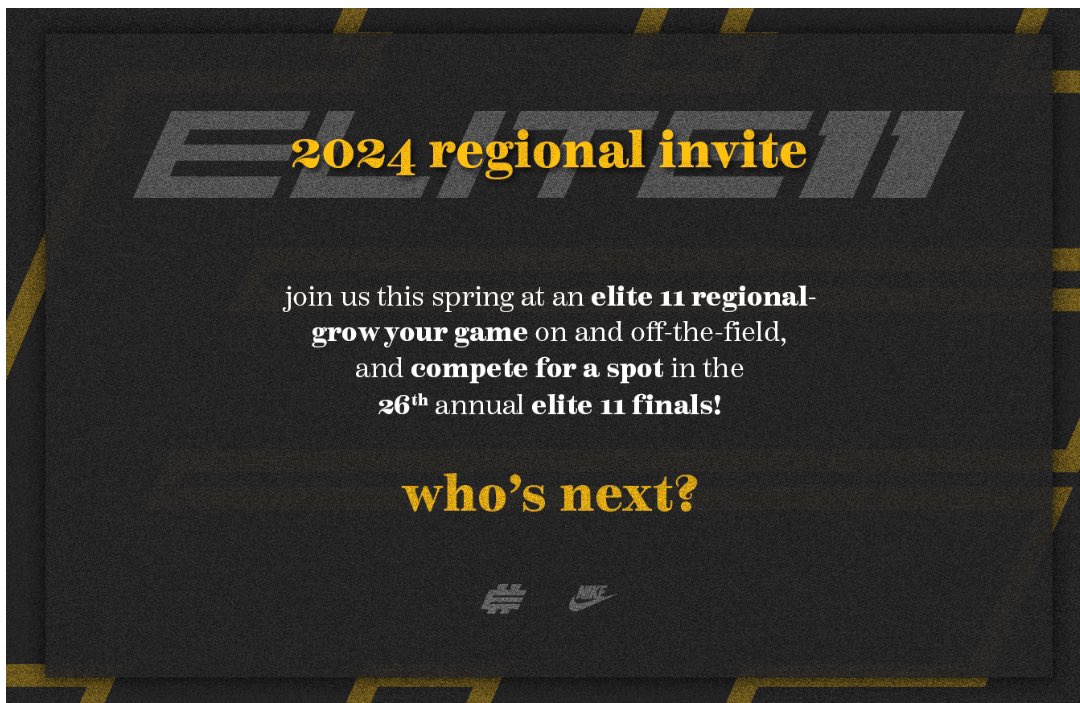 Excited to compete @Elite11 @Stumpf_Brian @247Sports @Rivals @On3sports @Andrew_Ivins @tyler_calvaruso @EdgewaterFB @baylintrujillo @XiiAcademy