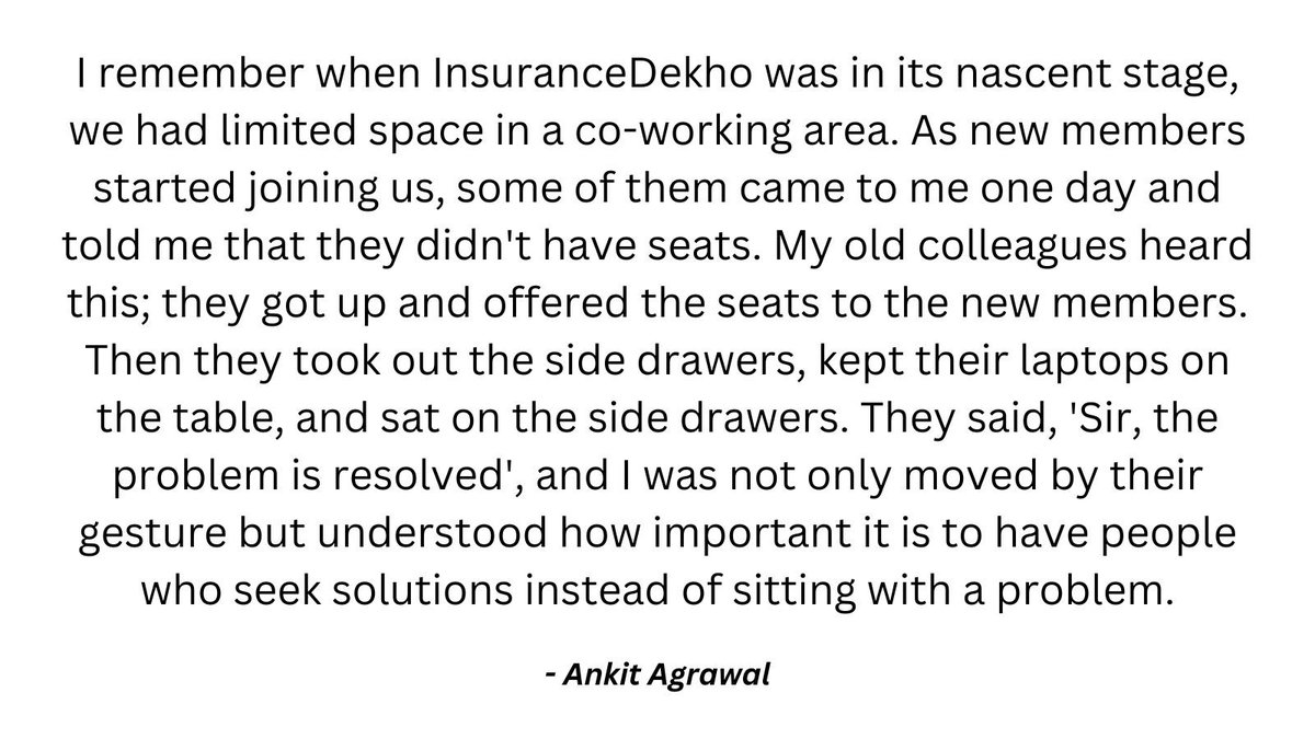 A lesson that I have learned through my journey is to always be surrounded by people who are bound by compassion and driven by possibility. 

#LifeLesson #Compassion #Possibilities #AnkitAgrawal #AnkitAgrawalInsuranceDekho