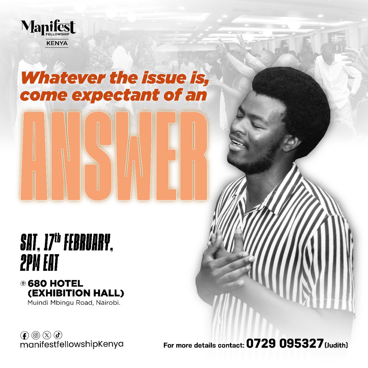 Whatever the issue is come expectant of an answer

Sat, 17th February | 2pm EAT | 680 Hotel

#TheOutpouring
#BringAFriend