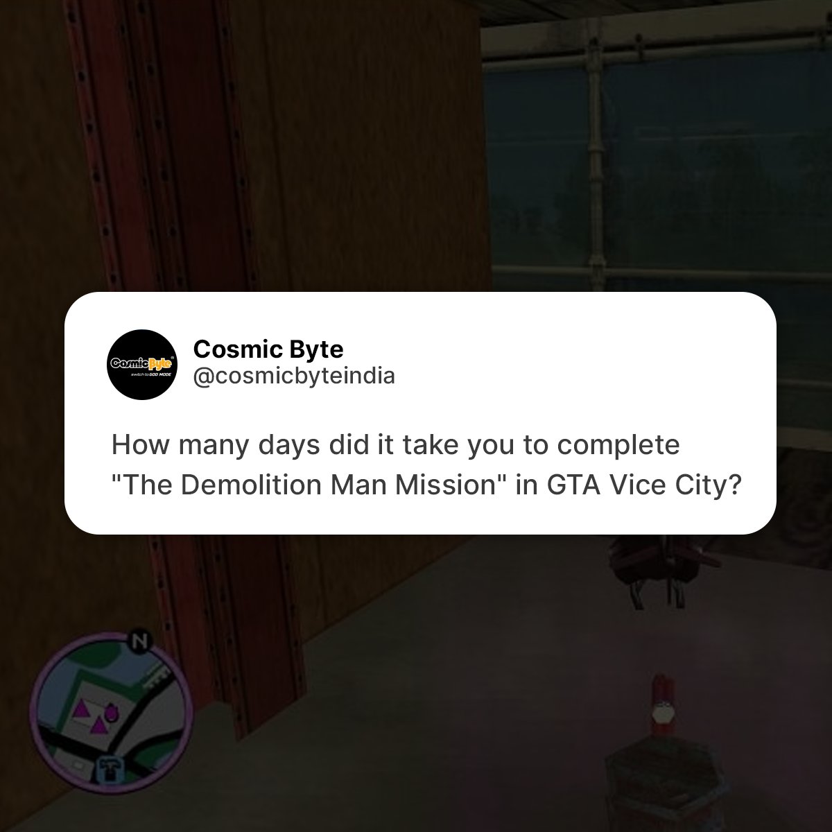 Let us know in the comments below 👇

No cheating 😂

#cosmicbyte #switchtogodmode #GTA #vicecity #helicoptermission #gamers