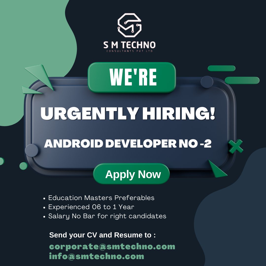 Hiring !!!

#androiddeveloper #android #developer #mobileappdevelopment #developers #urgenthiring #hiring #jobsearch #jobs #jobseekers #jobvacancy #jobopportunity #job #surat #suratjobs #suratcity #suratitjobs