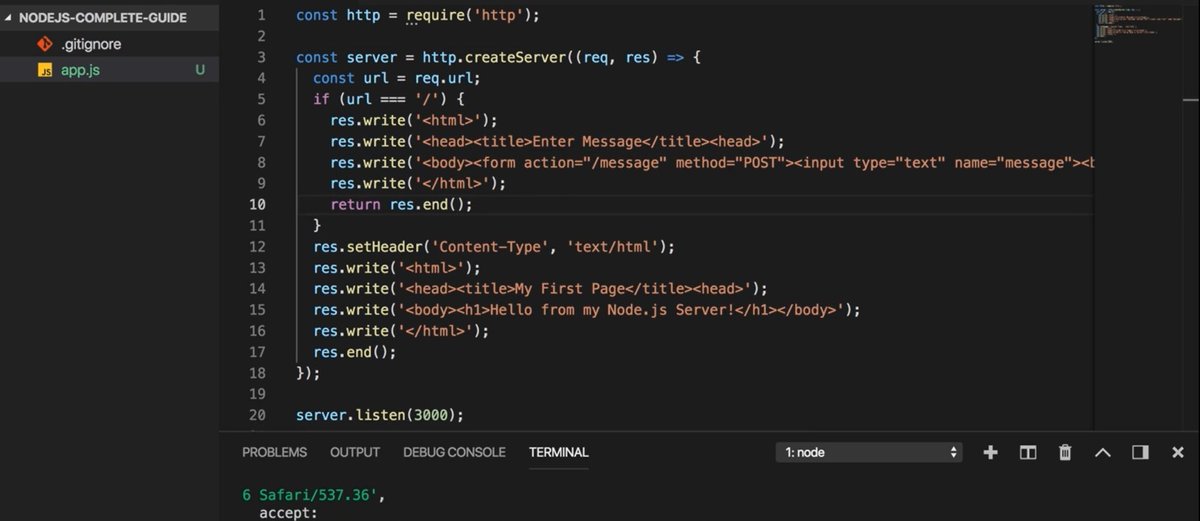 FaranazAnnigeri's tweet photo. 🚀 #Day14 of #100DaysOfCode I started learning #Nodejs and #ExpressJs From @academind_real 
03- understanding basics ->How Web Works
->node life Cycle event ->Requests and response ->Redirecting requests ->Parsing Request bodies #webdevelopment https://t.co/6eF8ax0YrV