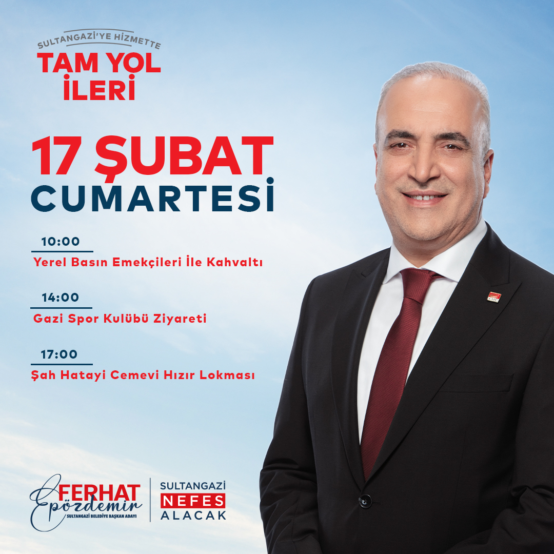 Günaydın Sultangazi'm!

31 Mart'a kadar adım adım, sokak sokak çalışmaya devam edeceğiz. Sultangazi’yi kazanacağız ve bu kadîm semti birlikte yöneteceğiz. #TamYolİleri #SultangaziNefesAlacak