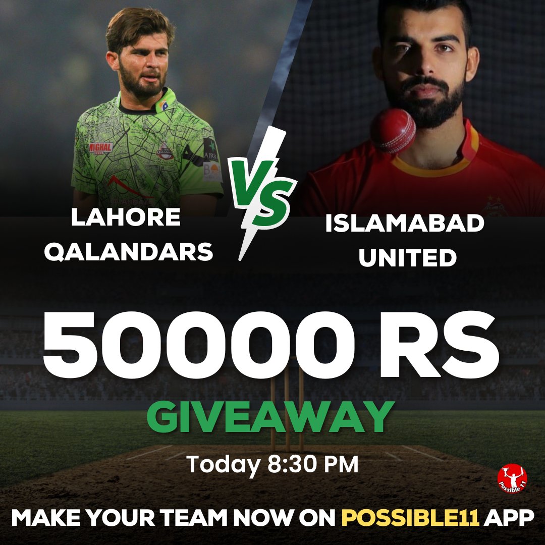 Possible11team's tweet photo. π¨LAH vs ISL 1st PSL March of 2024
π 50,000 Free Giveaway π Biggest giveaway, Free Free Free, only on Possible11 APP
-
-
-
#LAHvsISL #pakistancricket #psl #shahidafridi #shadabkhan #pcb https://t.co/3yQSaPo0LQ