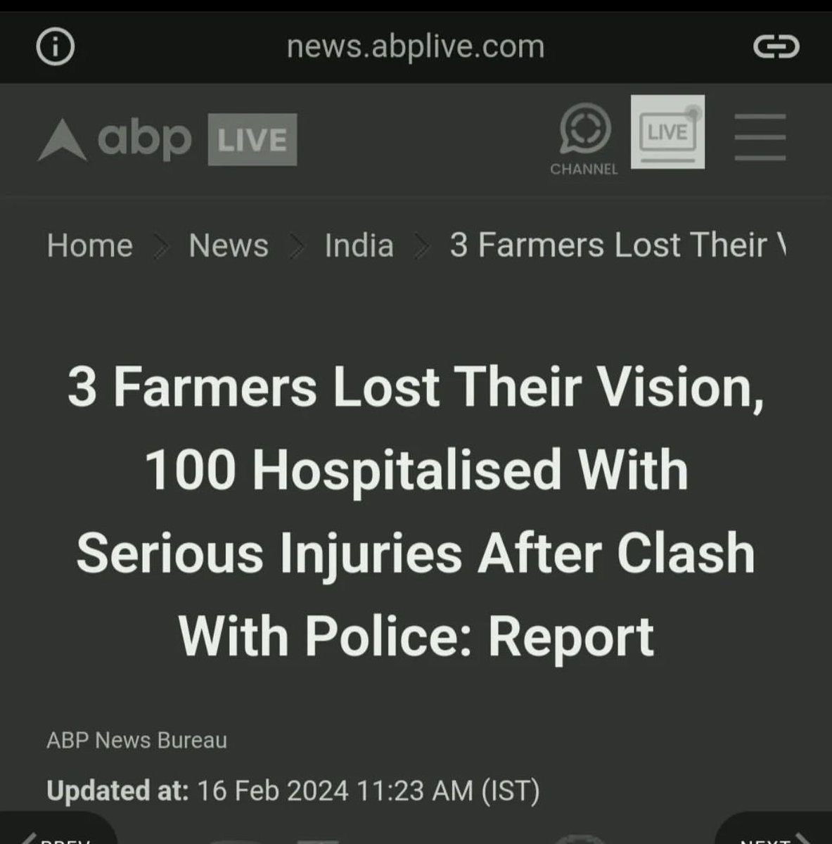 kisannzindabaad's tweet photo. This how one of the world's largest democracies treats peaceful farmers who are protesting for their rights? More than 100 farmers are injured, 3 blinded, and 1 reported death.
#KisanAndolan #KisanMajdoorEktaZindabaad ✊#KisanVirodhiKhattarModi #FarmersProtest2024 #NoFarmerNoFood https://t.co/SzdxxztNY4