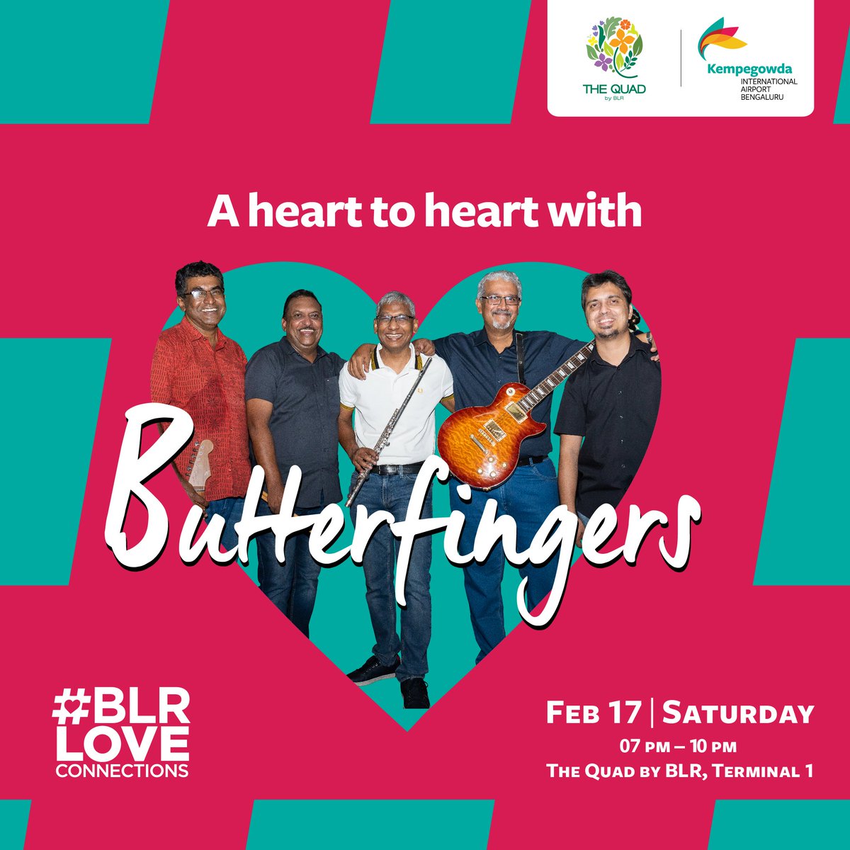 BLRAirport's tweet image. The Quad by BLR presents to you Butterfingers.  Join us for a melodious evening filled with classic hits and timeless tunes.

Don't miss out on this musical journey down memory lane. Spread the word and bring your friends.

#BLRAirport #BLRLoveConnections #RetroNight #LiveMusic