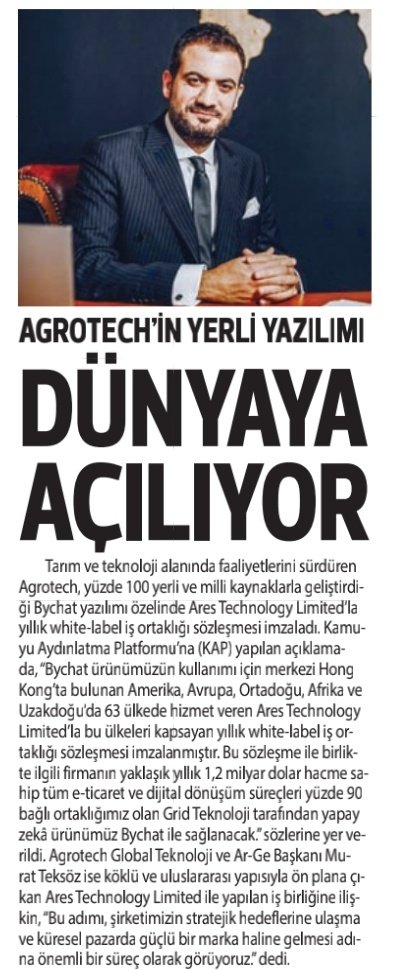 Agrotech'in yerli ve milli kaynaklarla geliştirilen Bychat yazılımı dünyaya açılıyor.
#agrot