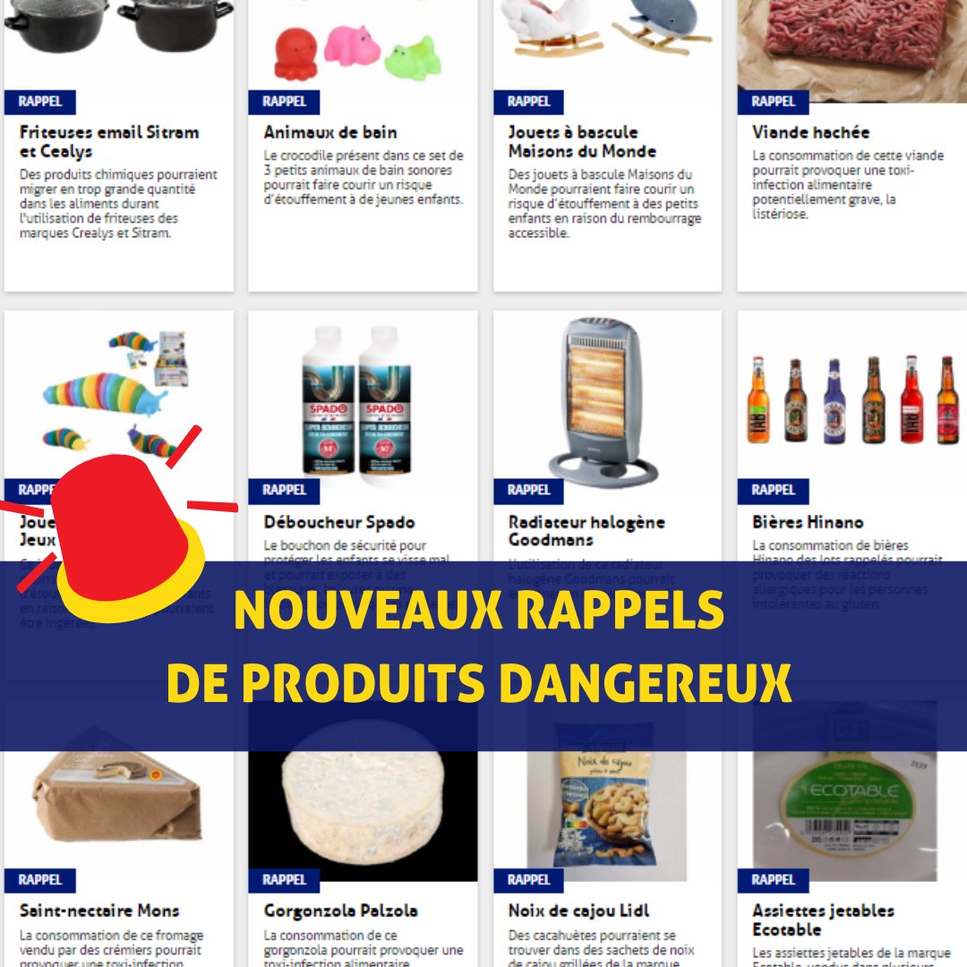60millions's tweet photo. 🚨 [#RAPPELS DE PRODUITS] Friteuses email #Sitram et #Cealys,  jouets à bascule #MaisonsDuMonde, radiateur halogène #Goodmans, bières #Hinano... Consultez la liste des derniers produits rappelés 👉 https://t.co/IJVzayEQ0P

#rappelproduit #rappelconso https://t.co/lX9sNf4aeT
