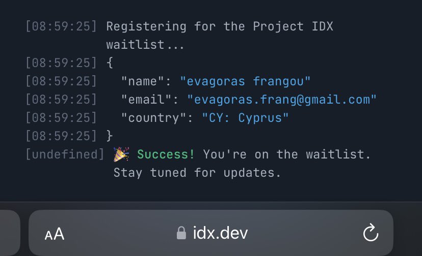 Excited about it!!! Project IDX!!
Looking forward to try it out!!
Have you joined the waiting list???
#developers #mobiledevelopment #Google
#AI #FlutterDev