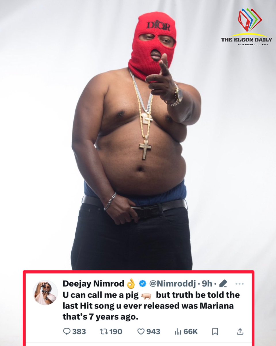 elgondaily's tweet photo. DJ @Nimroddj fiercely retaliates against an artist's attempt to body shame him, leaving no room for any form of disrespect. His tweet was a direct response to the derogatory comment made by the #Artist in context (A-pass).
Details to follow.
#ELGONUpdates #celebritynews https://t.co/itH1ftznh5