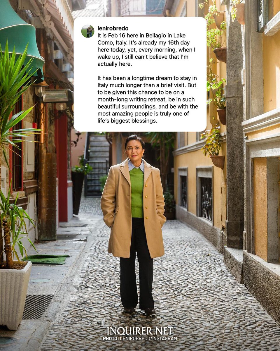 inquirerdotnet's tweet photo. 'ONE OF LIFE'S BIGGEST BLESSINGS'

LOOK: Former Vice President Leni Robredo expresses her gratitude for her stay in Italy during her residency program with the Rockefeller Foundation. | 📷: Robredo/Instagram https://t.co/S1yHCDWQwg