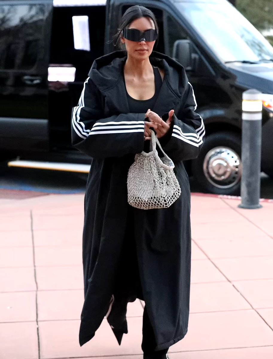 Kim arriving at Saint’s basketball game in Los Angeles. (February 16)