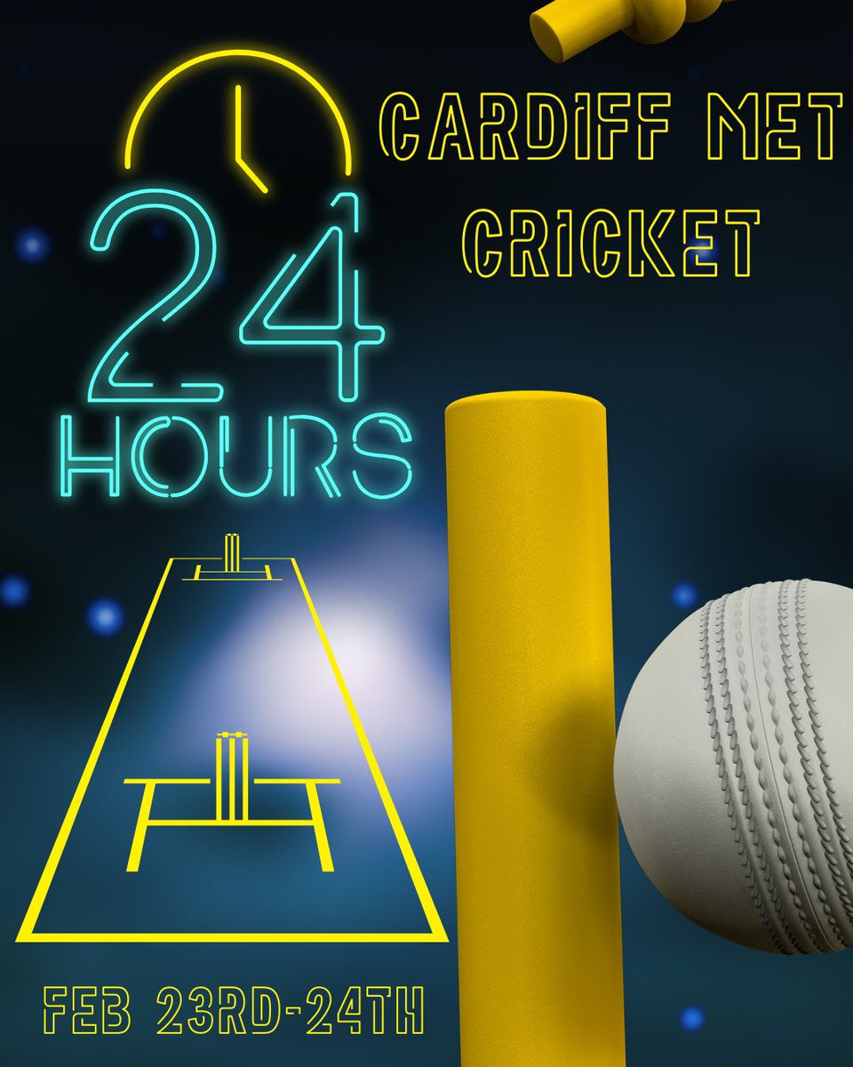 CMetCricket's tweet photo. 🏏 24-Hour Indoor Game in aid of our Sri Lanka tour! 🇱🇰
📅 Feb 23rd - 24th
🕒 24 Hours
📍 Sports Hall, Cyncoed
How to Get Involved:
1️⃣ Come & participate in our 24 hour game!
2️⃣ Donate generously to our cause (link in the bio)
@CMetSUSport
#MetLanka24 #FoundationOfGoodness https://t.co/qxKUYaPhCy