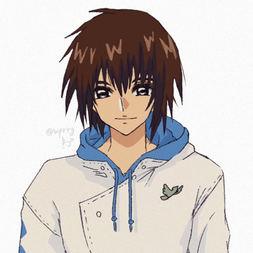 1boy male focus solo brown hair hoodie hood upper body  illustration images