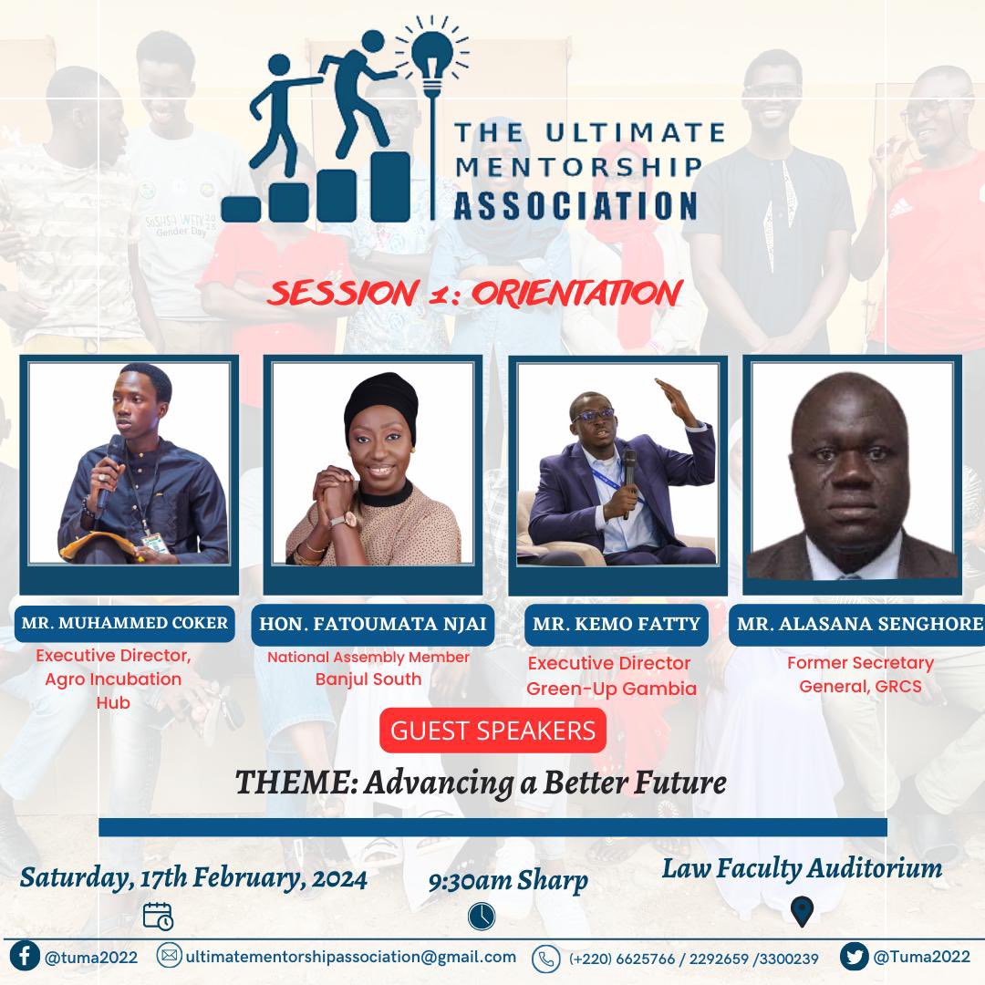 We present to you the lineup of our speakers for the Orientation ceremony of the 2nd Cohort of Mentees for2️⃣0️⃣2️⃣4️⃣. 

<a href="/Tuma2022/">The Ultimate Mentorship Association</a> continues its unshakable commitment in building a tomorrow that meets with the required leadership mindset and skills.