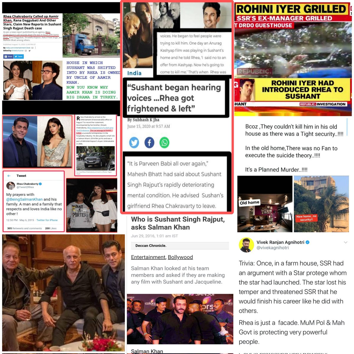 🔴SSR – Pancholi Fight 2017
Salman Threatened SSR
🔴SSR met Bhatt 2018 (Rejected Sadak2)
🔴Rhea met SSR 2019 (via Rohini Iyer)
🔴Rhea/SSR moved in Dec'19 at MB
🔴Flat owned by Uncle of Aamir Khan
🔴Aft June14, Rhea spotted with Akhtars.

➡️all linked!

SSR Eliminated By Syndicate