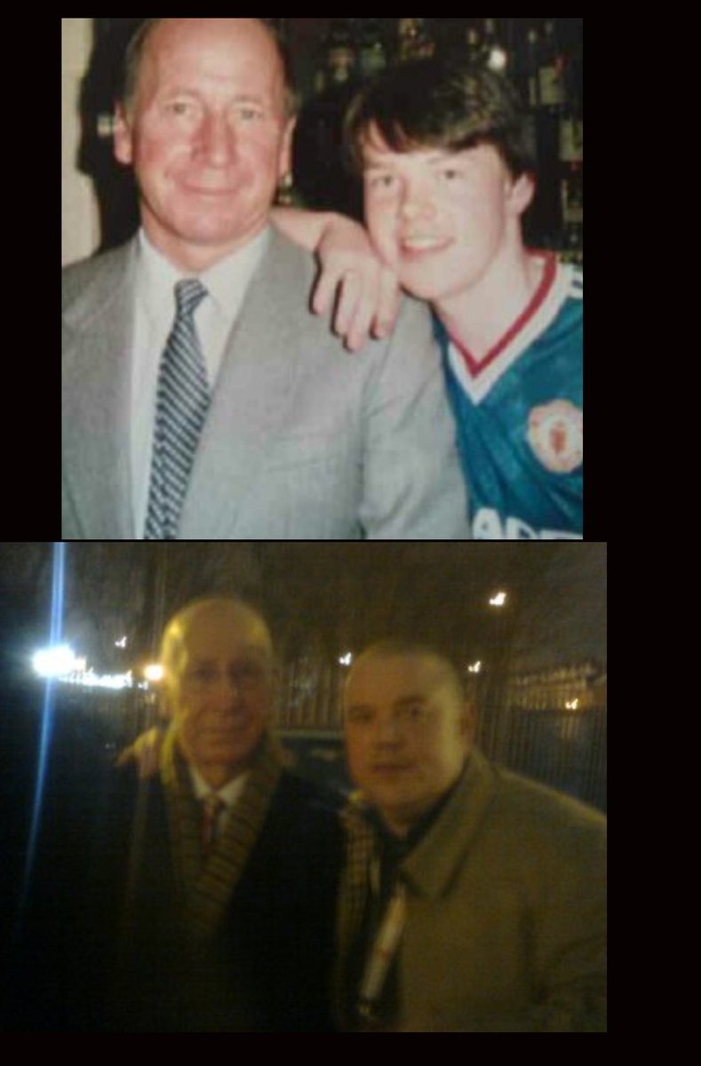 Still gutted about Sir Bobby was honoured to have , spoken too him and had a pictures twice once when Sir Alex Signed in 1986 , I was 15 , then again in 2010 , showed him my old picture from 86, he said I got more hair 🤣🤣 #Legend