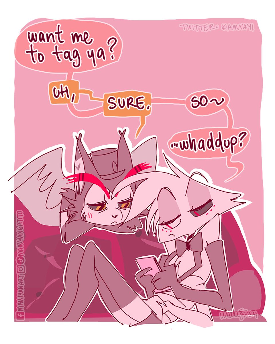 Friday be like (1/5) #huskerdust My lame excuse for not coming up w something for this year's Valentine's day. Also, did I give up mid comic w the coloring? Yup. #HazbinHotel #HazbinHotelFanart #HazbinHotelAngelDust #HazbinHotelHusk #angelhusk #angeldustxhusk
