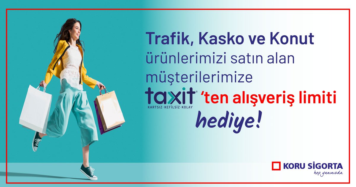 korusigorta's tweet photo. Trafik, Kasko ve Konut ürünlerimizi satın alan müşterilerimize Taxit’ten alışveriş limiti hediye!
#korusigorta #hepyanınızda #taxit #trafik #kasko #konut https://t.co/nuzMFmppeY