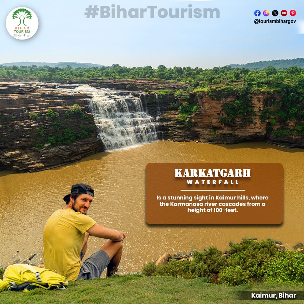 TourismBiharGov's tweet photo. Experience the magic of nature at #Karkatgarh Waterfall in #Kaimur district. The breathtaking beauty of this splendid #waterfall makes it an ideal tourist spot, perfect for picnics with loved ones.

.
.
,
#KarkatgarhWaterfall #WaterfallsOfBihar #BlissfulBihar #BiharTourism #Bihar #Kaimur #NatureLover #explorebihar #DekhoApnaDesh @AbhaySinghIAS @DrPremKrBihar @biharfoundation
