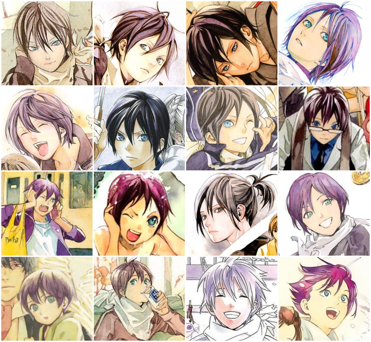 AnnaMlynsk1's tweet image. I'm pretty sure that right at the beginning, when they started drawing Noragami, Adachtoka bought a huge palette of colors just for Yato's hair and vowed never to use any of the colors twice. 
Like a challenge, you know?