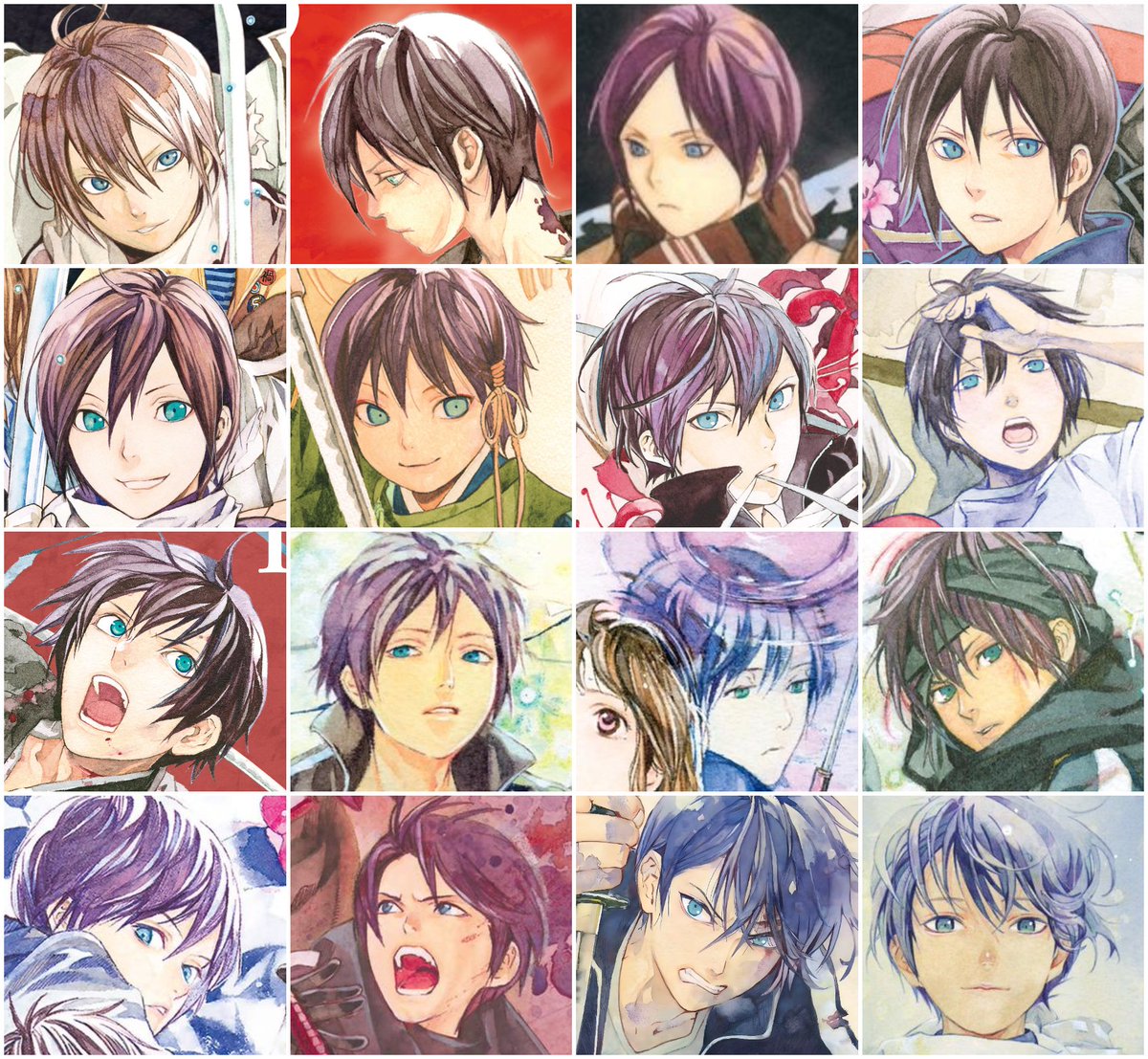 AnnaMlynsk1's tweet image. I'm pretty sure that right at the beginning, when they started drawing Noragami, Adachtoka bought a huge palette of colors just for Yato's hair and vowed never to use any of the colors twice. 
Like a challenge, you know?