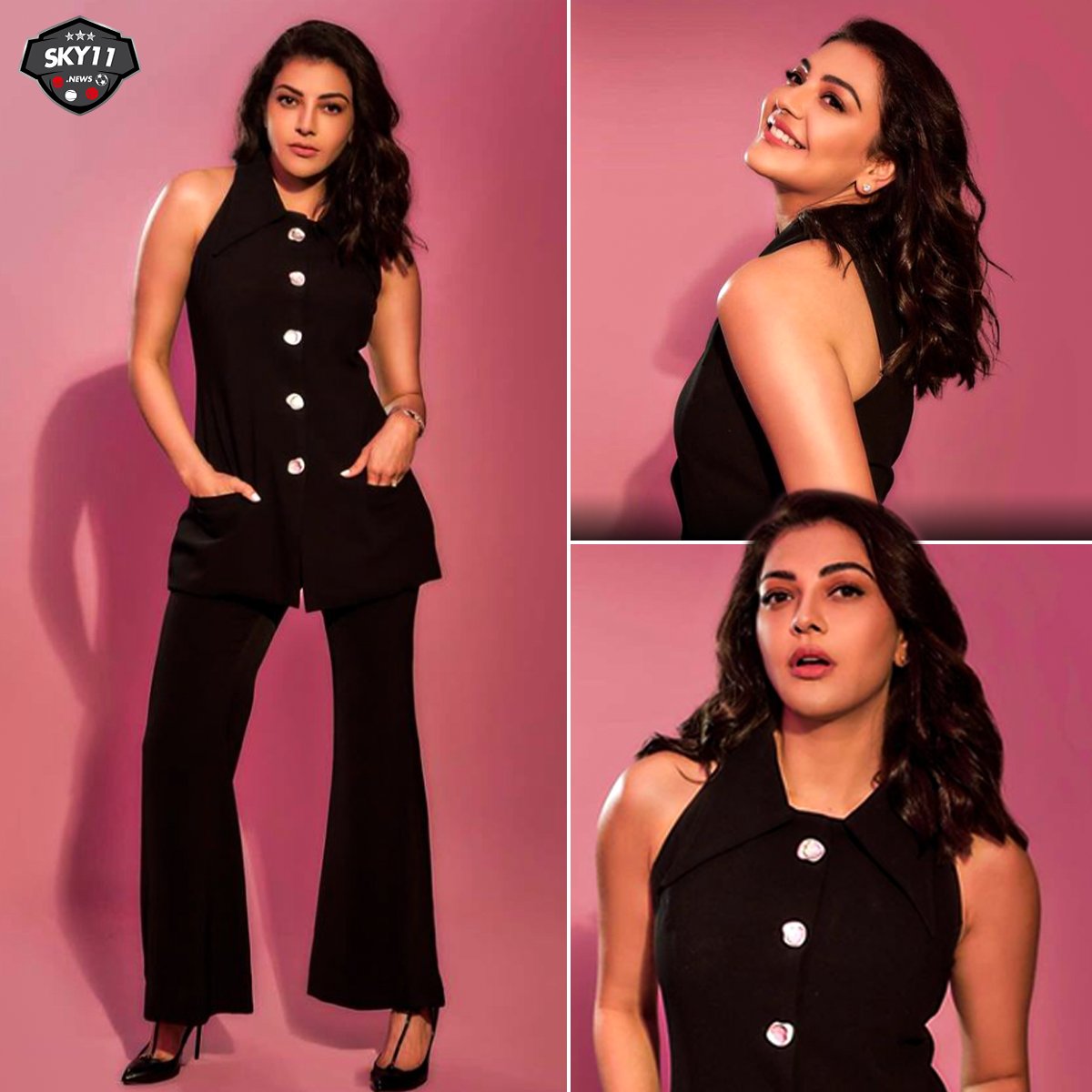 Kajal Aggarwal flaunts her beauty in the elegant black Fable Street V Neck Buttoned Top.

Photo Source - Kajal Aggarwal/Instagram 

#KajalAggarwal #SKY11 #Bollywood #BollywoodViral #PhotoShoot #Viral