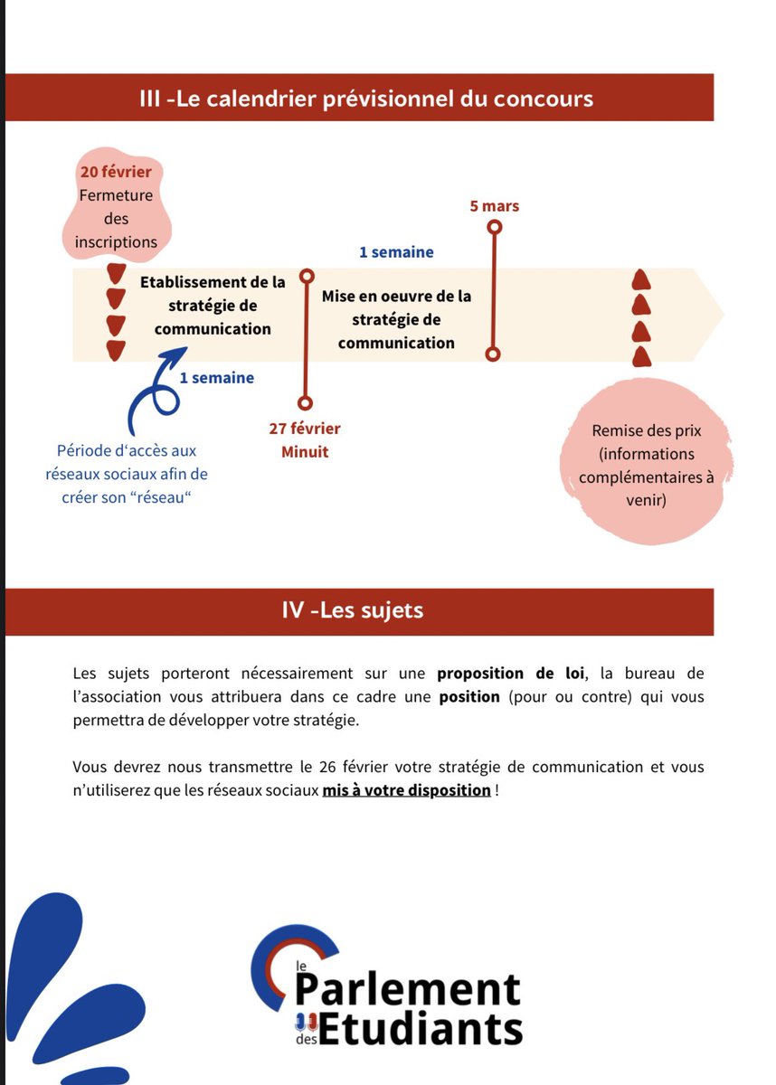 Retrouvez le guide explicatif du Prix #RobertBadinter du #ParlementdesEtudiants 🏆

👉Il est toujours possible de s’inscrire à ce concours du meilleur communicant : docs.google.com/forms/d/e/1FAI… 

À bientôt 👋