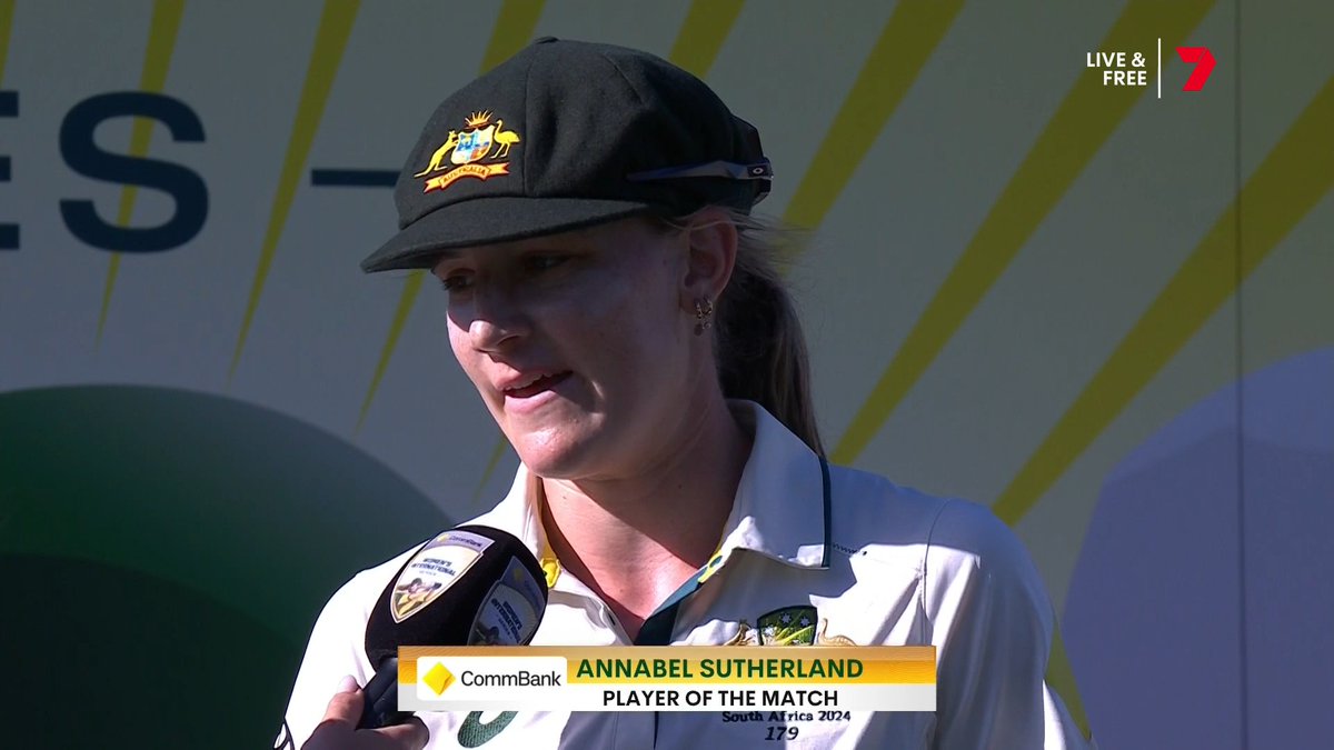 A massive surprise as Annabel Sutherland is named player of the match #AUSvSA