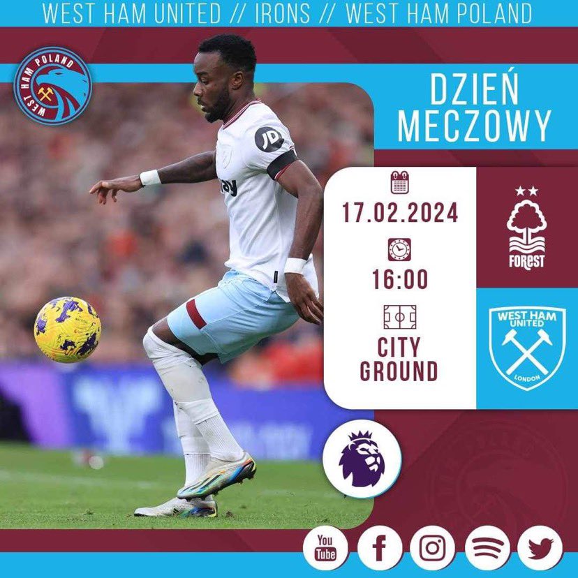 🚨MATCHDAY🚨 🆚 Nottingham Forest 🏆 Premier League ⌚️ 16.00 🏟️ City Ground 📺 @viaplaysportpl 🎙️@a_delimat & @mbork88 📢 COME ON YOU IRONS‼️