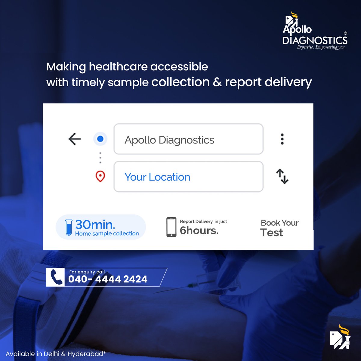 apollodiag's tweet photo. Take charge of your #health with ease! ๐ Keep track of your well-being every 2-33 months with Apollo Diagnostics. Enjoy the convenience of #homesample collection and same day reports in Delhi and Hyderabad only*.
To know more call us on: 040-44442424
#ApolloDiagnostics #Tests https://t.co/rxVOSSqg4F