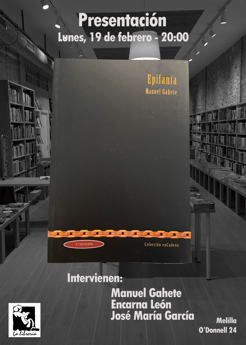El lunes 19 a las 20:00 acogemos la #presentación del #poemario #epifanía del poeta cordobés Manuel Gahete, presidente de la Asociación Colegial de Escritores de España sección Andalucía, Melilla  y Ceuta. Lo acompañarán  José María García  Linares y Encarna León.
Os esperamos!