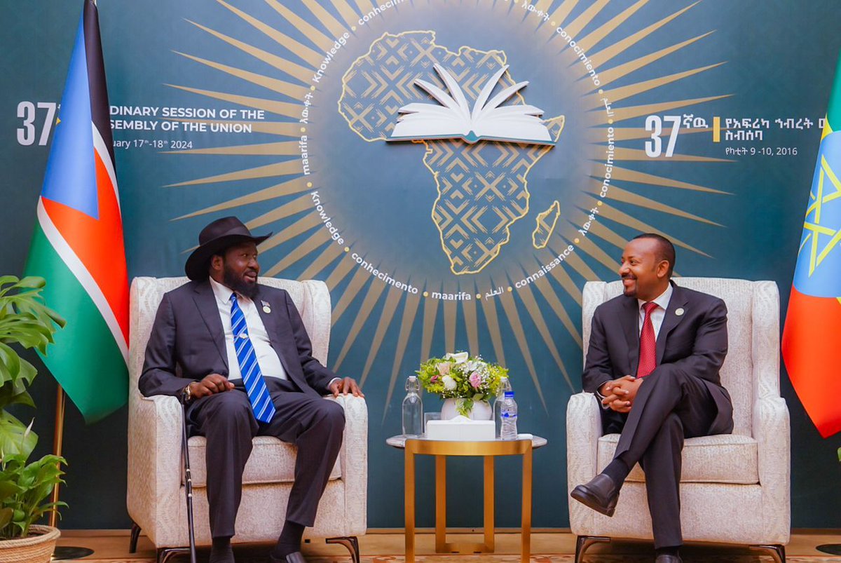 AbiyAhmedAli's tweet photo. Ahead of the opening session of the AU Summit, I met with President of the African Development Bank, President of Zimbabwe and President of South Sudan for discussions on various current issues of mutual interest. https://t.co/oS4fcuaJU1