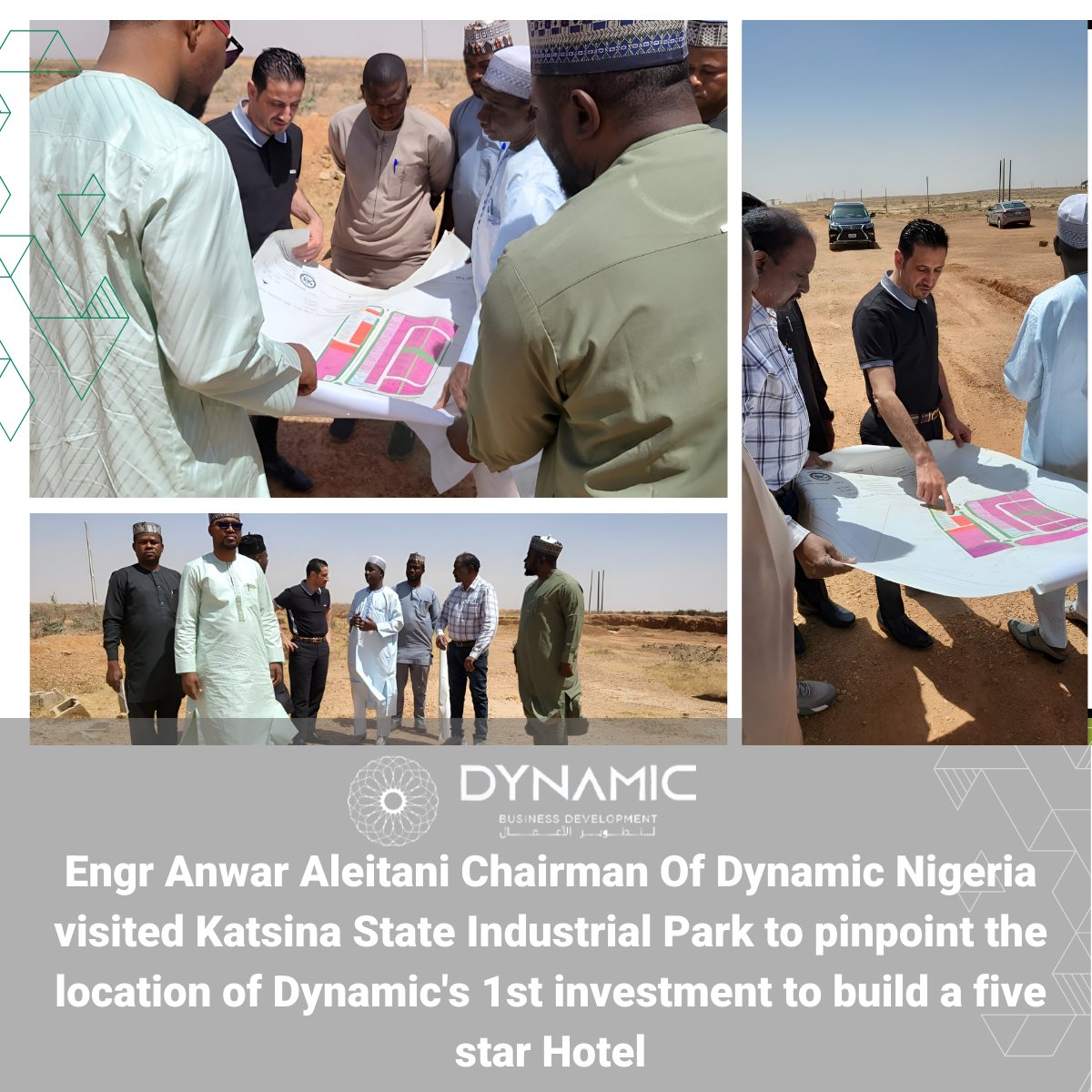 GroupAisa's tweet photo. Engr #Anwar_Aleitani Chairman Of #Dynamic Nigeria owned by #AisA_Group visit #Katsina State Industrial Park to pinpoint the location of Dynamic's 1st investment to build a five star Hotel https://t.co/DT20zvwpUL