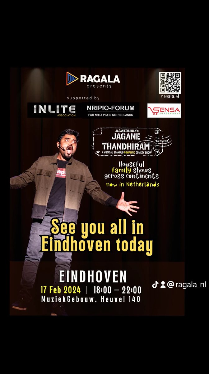 Ragala_nl's tweet photo. Final call to  book you tickets at https://t.co/dOGzBOgJOx | Tamil Musical Standup Comedy by @jaggenius | Supported by @sisar_bv @inlite @nripio_forum @Inlite_NL 
#jaganethanthiramnetherlands #TamilStandupcomedy #amsterdam #eindhoven https://t.co/CKwdn7JyRI