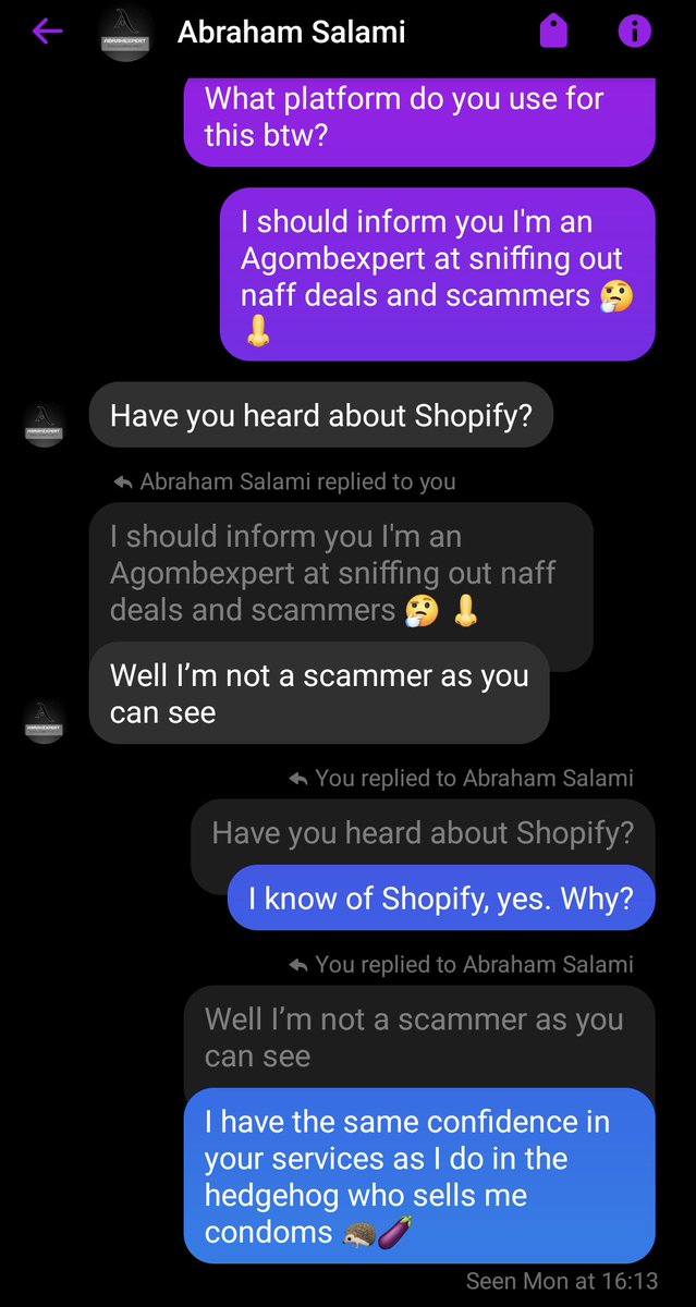 J_agombarAuthor's tweet image. Abraham Salami (the Abrahexpert) turned out to be a novice at scamming 🤔 he  picked the wrong writer! 
Follow me for more spambot abuse.
#authoscam #spambot #writerproblems #windup #readingcommunity #writingcommunity #jagombar #WriterBeware